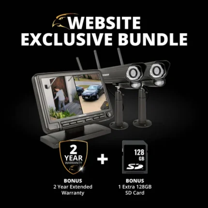 Security camera bundle with bonus offers.