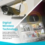 Security camera with digital wireless technology.