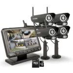 Security cameras and monitor system with microSD.