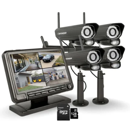 Security cameras and monitor system with microSD.