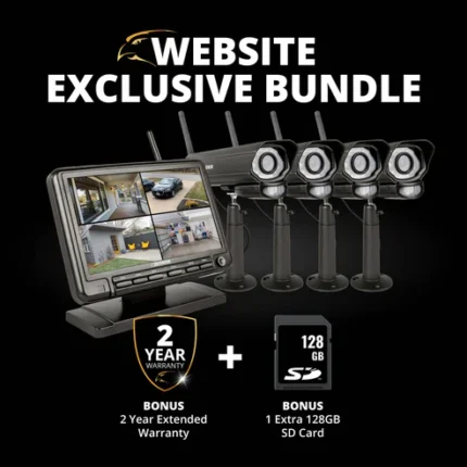 Security camera bundle with bonus offers.