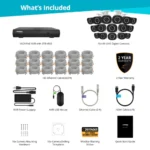 Surveillance system components with warranty details.