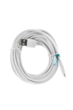 White coiled USB charging cable isolated.
