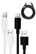 Black and white USB charging cables.