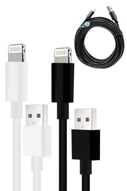 Black and white USB charging cables.