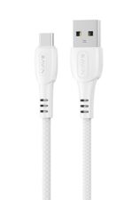 White USB-C to USB-A charging cable.