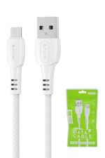 White USB-C to USB-A data cable package.