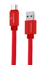 Red USB to USB-C charging cable.