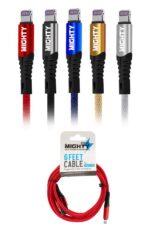 Colorful charging cables with packaging displayed.