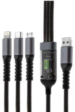 Multi-connector charging cable with digital display.