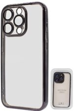 Clear phone case with camera cutout.