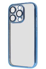 Clear phone case with blue border.