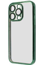Green smartphone case with clear back panel.