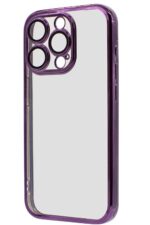 Purple transparent smartphone case with camera cutouts.