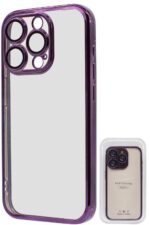 Purple phone case for iPhone 15 Pro.
