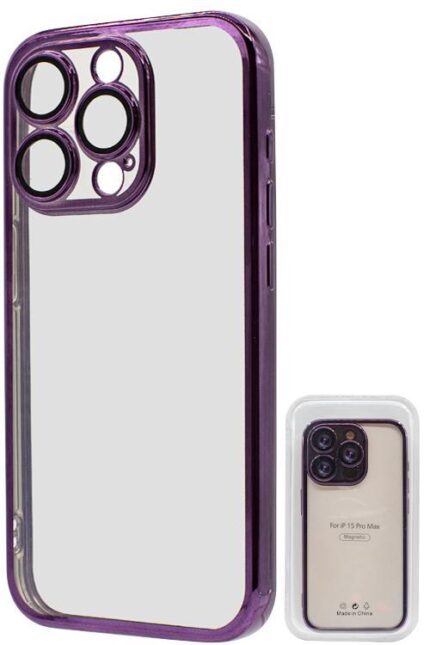 Purple phone case for iPhone 15 Pro.
