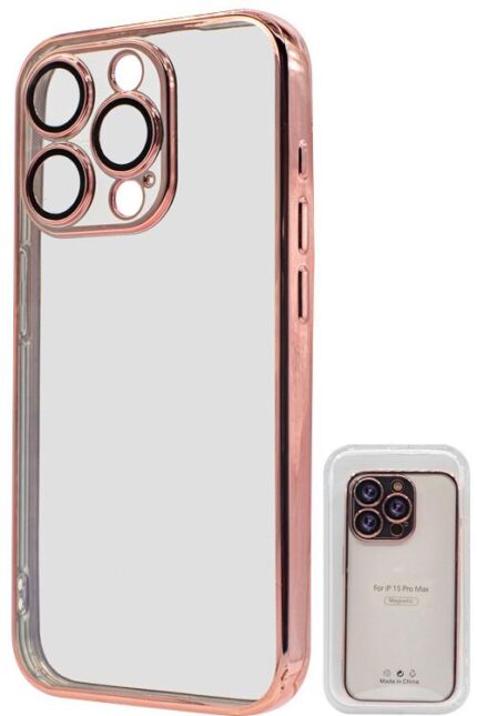 Rose gold phone case with camera cutouts.