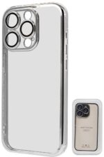 Clear phone case with camera lens protection.