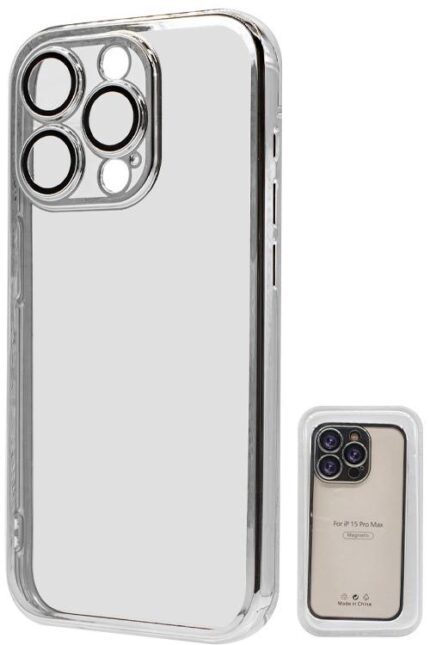 Clear phone case with camera lens protection.
