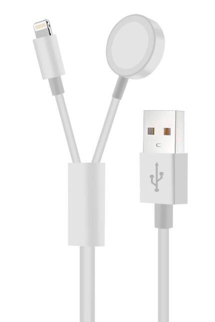 USB and charging cables on white background.