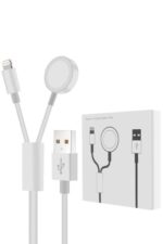 Magnetic charging cable with USB connectors.