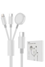 Three-in-one charging cable and packaging.