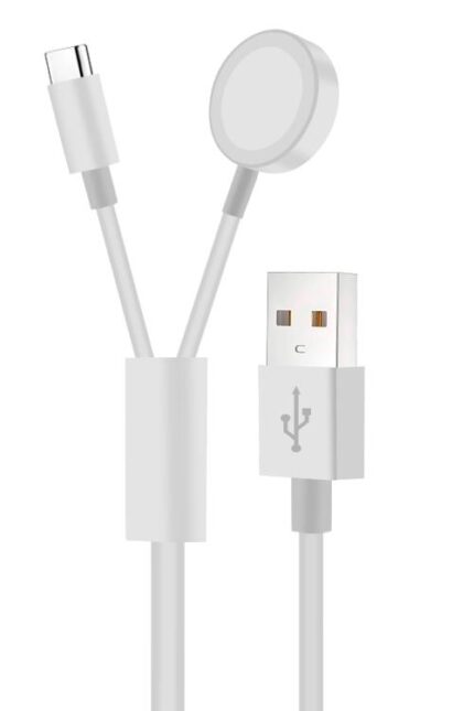 Magnetic charging cable with USB connector.
