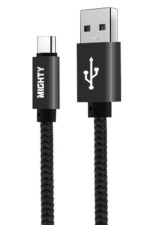 Black braided USB-C to USB-A cable.
