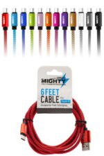 Colorful USB-C cables and a packaged cable.