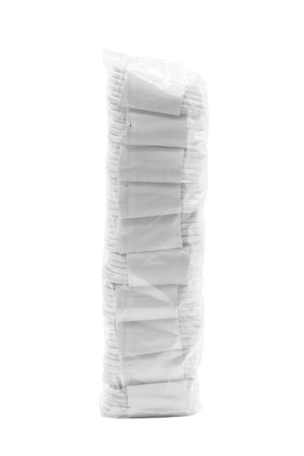 Pack of white disposable diapers.