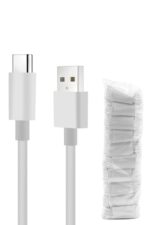 USB-C and USB-A cables with ties.