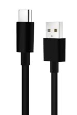 USB-C to USB-A charging cable, black.