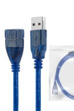 Blue USB cable with packaging shown.