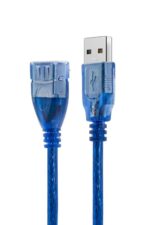 Blue USB cable with Ethernet connector.