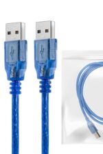 Blue USB cables with packaging.