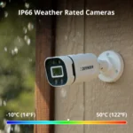 Outdoor security camera in rainy weather.