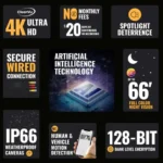 Security camera features and technology highlights.