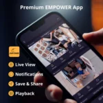 Smartphone displaying Premium EMPOWER App interface.