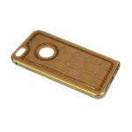 Gold-colored phone case with circuit board design and camera opening.