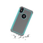 Durable phone case with reinforced edges protecting the device from impact.