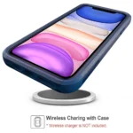 Smartphone with wireless charging and case.