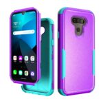 Durable purple and teal phone case with reinforced corners and screen protection.