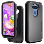 Durable black rugged smartphone case with clear back and reinforced corners.