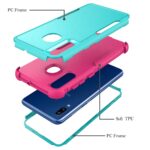 Exploded view of a multi-layer smartphone case showing PC frame and TPU layers.