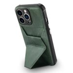 Green leather phone case with a card holder on the back.