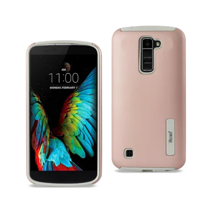 LG K10 Solid Armor Dual Layer Protective Case In Rose Gold