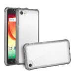 Transparent protective phone case for a smartphone.