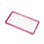 Pink-edged clear phone case with cutouts for camera and buttons.