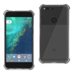 Smartphone with rugged protective case shown from front and back.