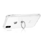 Clear iPhone case with a ring holder attached at the back.
